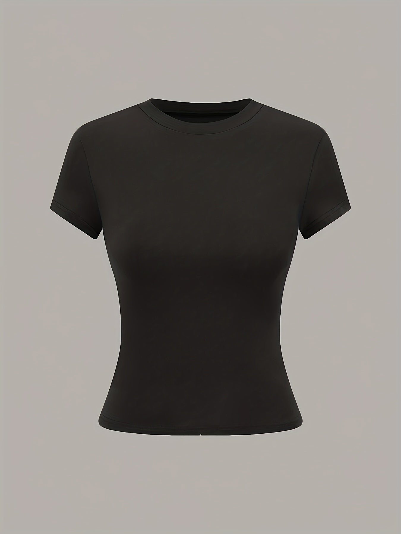 3pcs Women'S Basic Crew Neck Short Sleeve Crop T-Shirts in Black, White, and Gray - Slim Fit, Stretchy Polyester Blend, Cute & Versatile for Spring/Summer, Casual Outings, Vacation Attire | Basic Crop Top | Textur