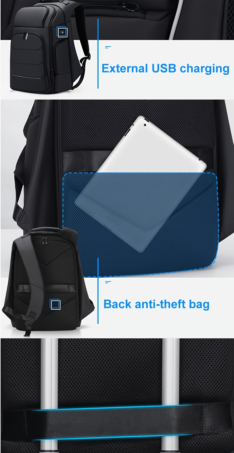 FENRUIEN Men'S Large Capacity Expandable Backpack with USB Charging, 39.62cm Laptop Bag, Durable Oxford Fabric, Multiple Compartments for Travel and Business Use, Travel Backpack | Minimalist Backpack | Durable Zippers, Lapto