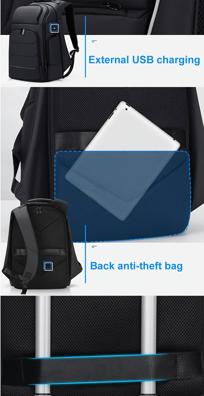 FENRUIEN Men'S Large Capacity Expandable Backpack with USB Charging, 39.62cm Laptop Bag, Durable Oxford Fabric, Multiple Compartments for Travel and Business Use, Travel Backpack | Minimalist Backpack | Durable Zippers, Lapto