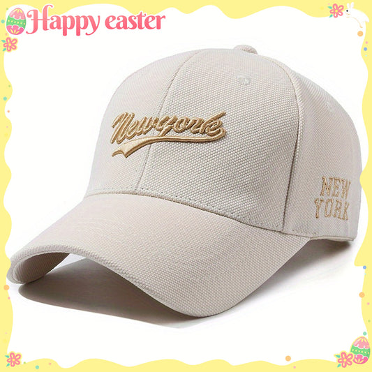Men's Vintage NY Logo Baseball Cap - Adjustable Snapback, Breathable Polyester Mesh, Lettering, Multiple Colors (Beige, White, Black, Gray, Brown), Perfect Gift for Casual Wear, Gift Baseball Cap | Logo Fashion Cap | Detailin