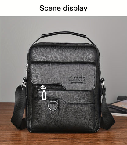 New Men's Crossbody Bag Messenger Bag with Mahogany Pattern Large Capacity Design PU Material Men's Casual Retro Adjustable Shoulder Bag for Going Out Valentine's Day Gift for Husband or Boyfriend