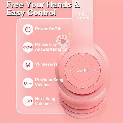 GENAI Wireless Over-Ear Headphones, 20H Playtime, Wireless 5.0, Noise Reduction, Comfortable Padded Ear Cups, Foldable Design for Travel & Home, Perfect Gift for Youngsters, Teens, Adults, Women