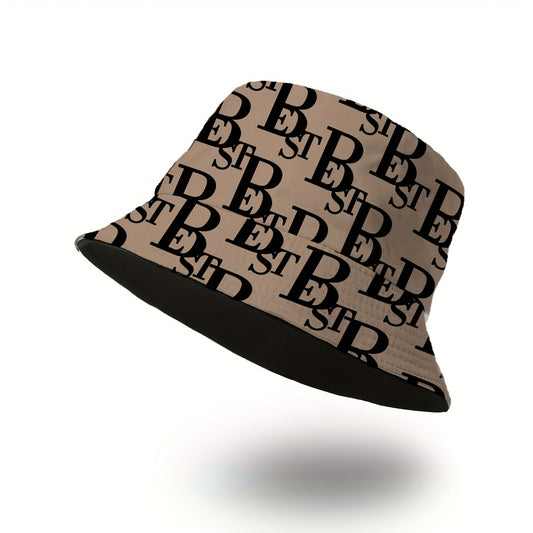 1pc Unisex Bucket Hat with Letter B Print, 100% Polyester, Lightweight, Non-Stretch, Holiday Theme, New Year'S Essential, Outdoor Versatile, Easy to Carry, Woven Craftsmanship, Random Print Pattern