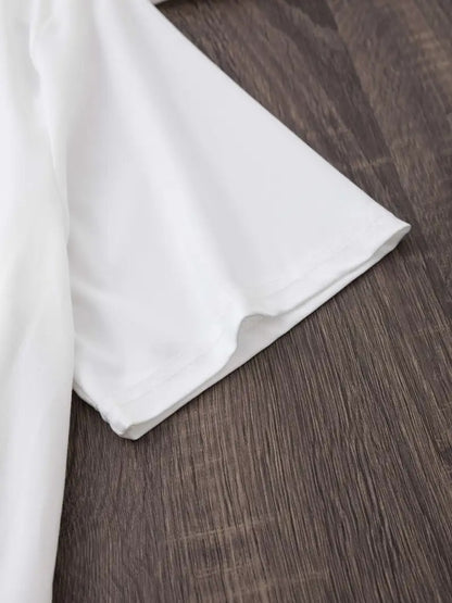 Women'S White T-Shirt - Minimalist Round Neck Short Sleeve Top, Breathable Everyday Casual & Party Wear Tee for Women, All-Season Everyday Essential Wardrobe Staple, Ladies T Shirts, Versatile Clothing, Elegant Design, Comfor
