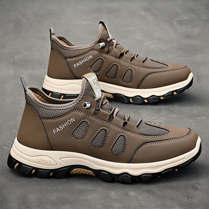 Men'S Breathable Comfortable Casual Low-Top Sneakers - Stylish Woven Knit Design, Lightweight Skate Shoes for All Seasons, Brown & Beige Colorway, Slip-On with Elastic Straps, Round Toe, PVC Sole, Fabric Lining, Casual Footwe