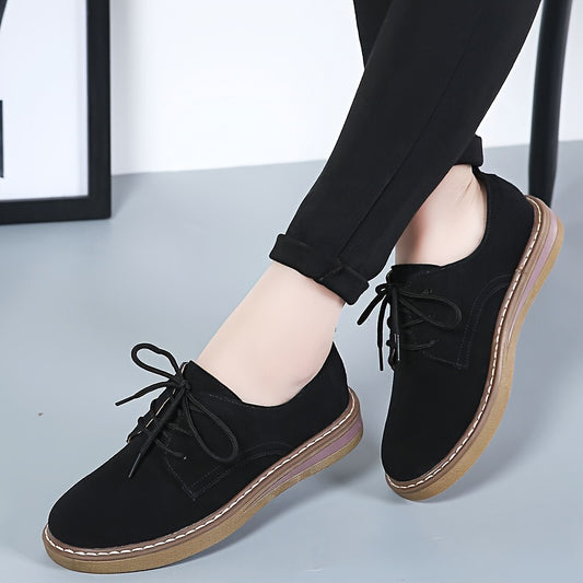 Women'S Solid Color Flat Loafers, Casual Lace-Up Low-Top Shoes, Women'S Comfortable Shoes