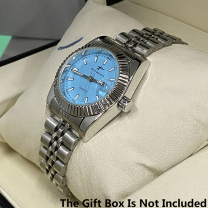 Elegant Women'S Stainless Steel Quartz Watch with Colorful Dial, Alloy Case, and Stainless Steel Strap - Calendar Function, Ideal Gift, Gift Watch|Elegant Timepiece|Hinged Watch Movement