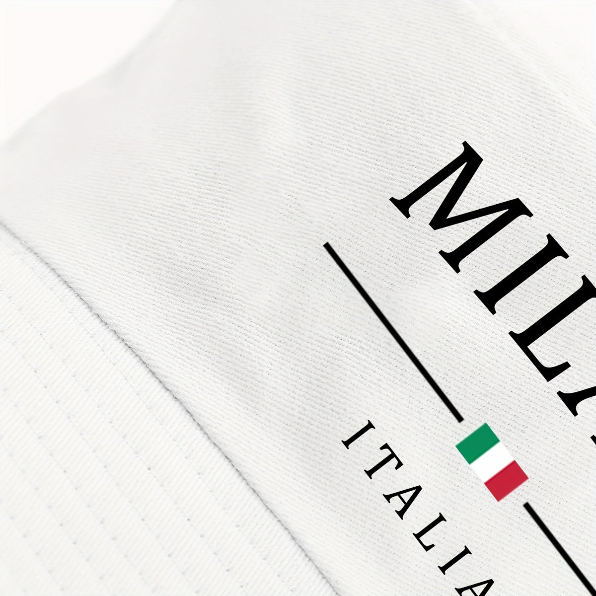 1pc MILANO ITALY Printed Bucket Hat - Lightweight Breathable Sun Hat with Italian Flag Design, Foldable Fisherman Cap for Men & Women, Outdoor Sports Travel, Spring Summer (Black/White), Vacation Headwear