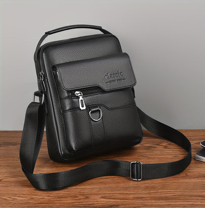 New Men's Crossbody Bag Messenger Bag with Mahogany Pattern Large Capacity Design PU Material Men's Casual Retro Adjustable Shoulder Bag for Going Out Valentine's Day Gift for Husband or Boyfriend