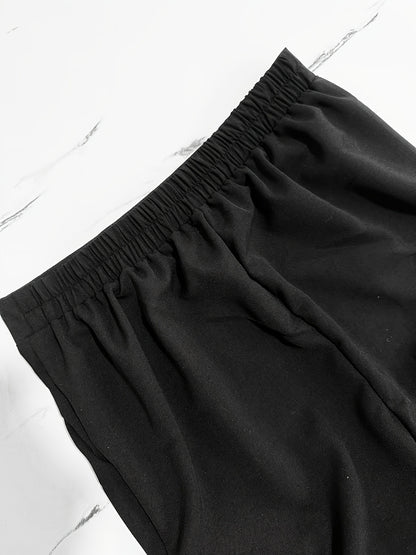 Women'S Stylish Gray Wide Leg Pants with Elastic Waistband and Double Pockets - Perfect for Office, Commuting, or Casual Wear