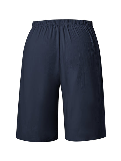 Women's Casual Solid Color Shorts with Faux Drawstring, Polyester, Machine Washable - All Seasons, Beach Pants, Leisure Style, ALL/Global/All