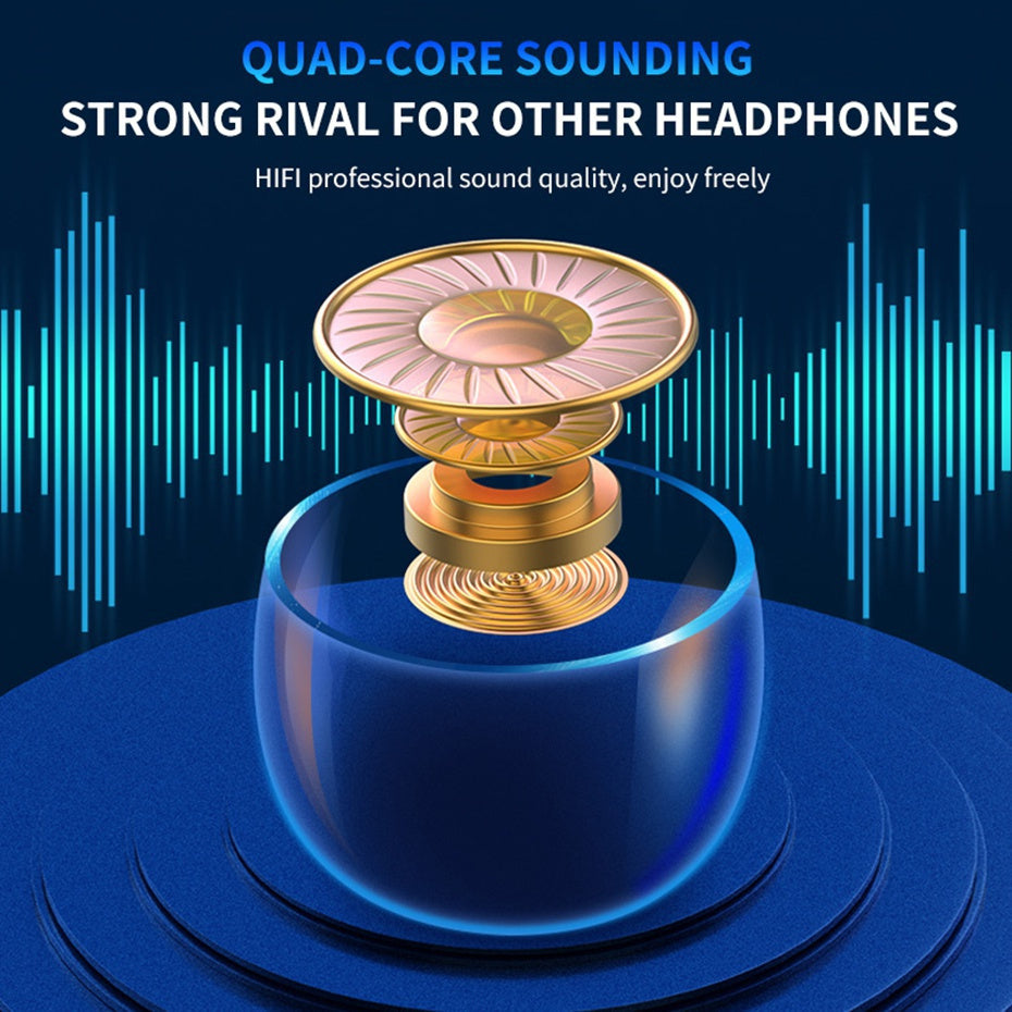 [9D Stereo Sound Noise-Canceling Earbuds] HiFi 9D Stereo Sound TWS Wireless Earbuds - Noise-Canceling In-Ear Sports Headset with LED Charging Case