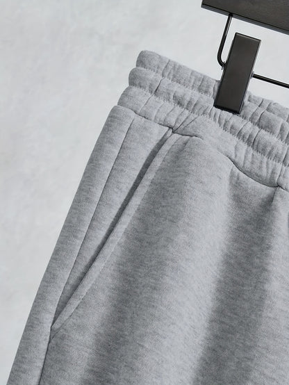 Men'S Casual Polyester Sweatsuit Set with Baseball Collar and Slight Stretch - Solid Color Long Sleeve Knit Fabric Track Suit for Fall/Winter