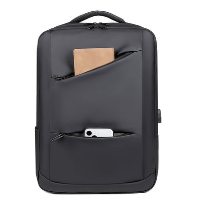 Stylish Men's Business Backpack - Large Capacity, Multi-Layer with Zippers, Durable Oxford Material, Perfect for Daily Commute & School