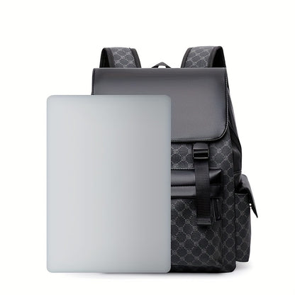 Men'S Stylish Black & Brown Gingham Print Backpack - Versatile Commuter Bag with Multiple Pockets, Adjustable Straps, and Golden-Tone Hardware for Work, Travel, and Study, Travel Backpack | Gingham Pattern | Synthetic Backpac