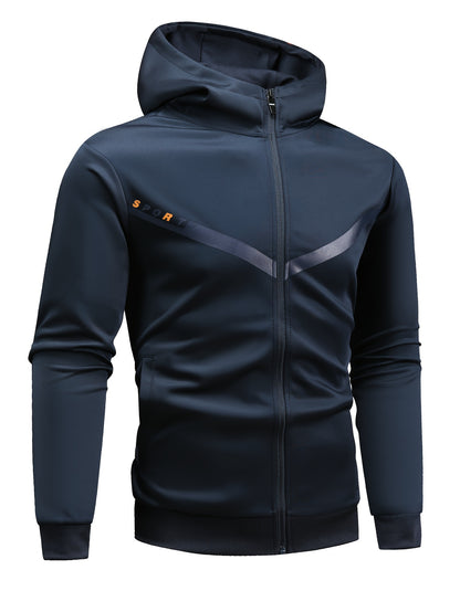 Men'S Sports Casual Suit, Spring and Autumn Hooded Cardigan Sweatshirt Set, Outdoor Sports Running Wear Fitness Home Clothes High-Quality Two-Piece Men'S Top and Bottom Outfit