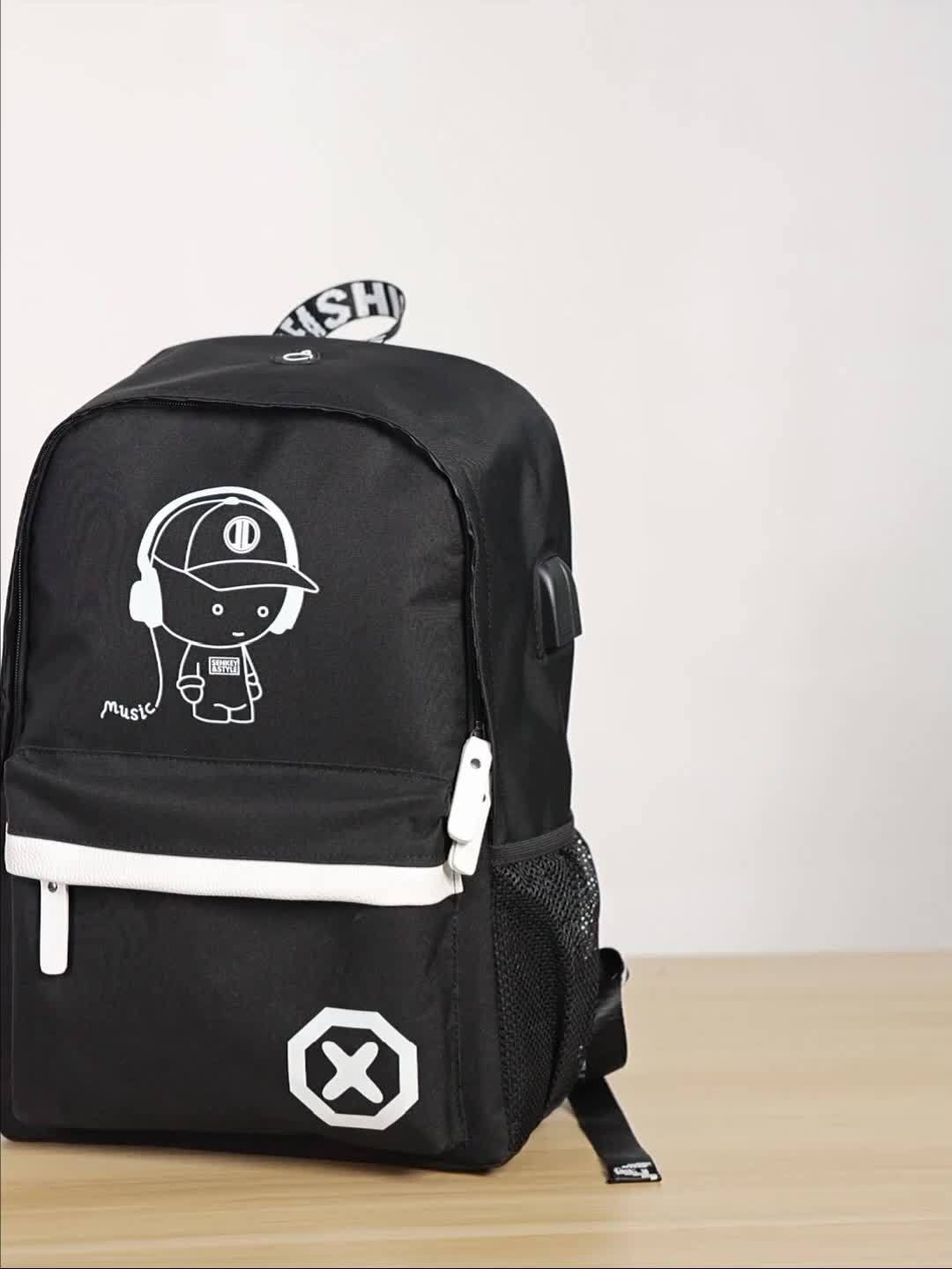 New casual Men's backpack set, large capacity to store 15.6-inch laptops, night fluorescent backpack, three piece travel dual-use backpack