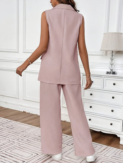 Women's Casual Solid Color Vest and Pants Business Suit