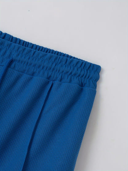 Baseball Collar Jacket and Pants Set in Waffle Fabric
