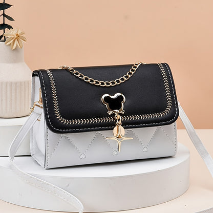 Fashion Crossbody Bag, Women's Embroidery Flap Purse, Chain Decor Shoulder Bag