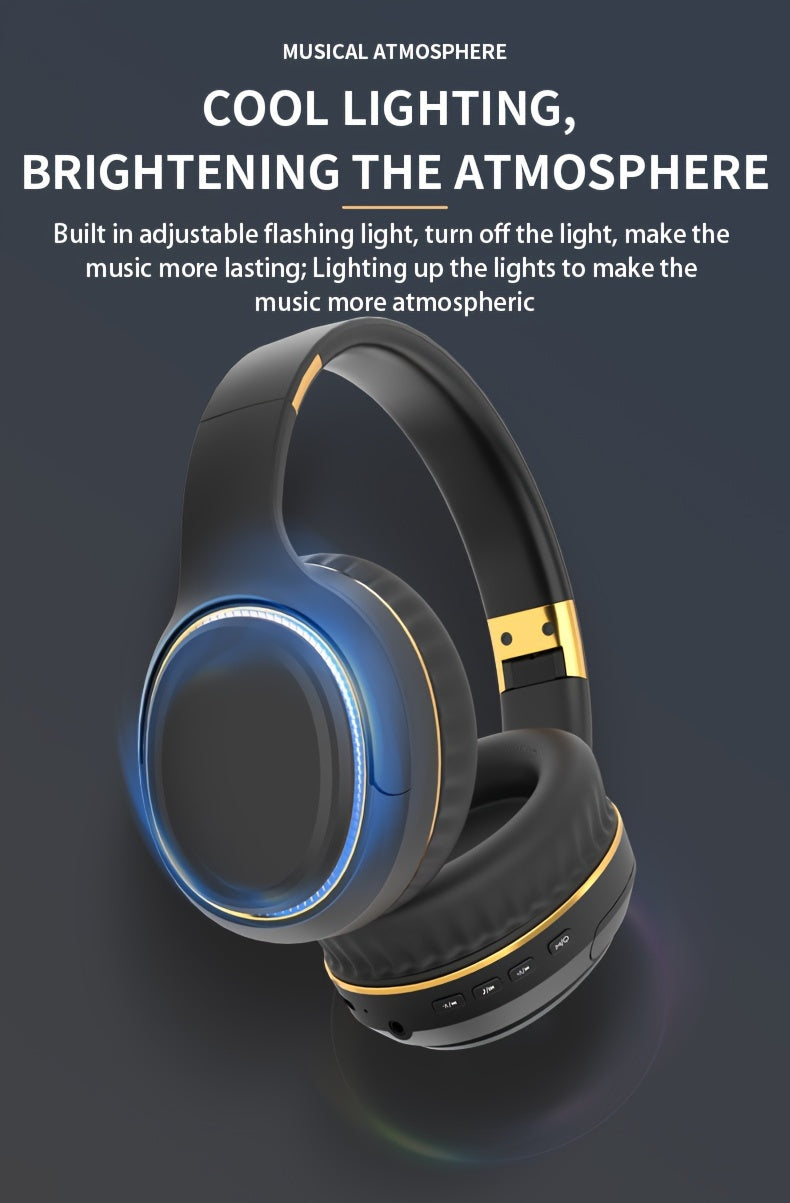 Ultra-large Capacity 400 MAh Wireless Headphones With Ambient Lighting, HIFI Sound Effects, Music All Day Long, 5.3 Chip, Low Latency, High-quality Headphones, Suitable For Travel, Business, Music, Gifts, Work, Phone Calls