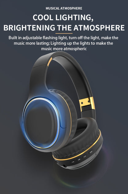 Ultra-large Capacity 400 MAh Wireless Headphones With Ambient Lighting, HIFI Sound Effects, Music All Day Long, 5.3 Chip, Low Latency, High-quality Headphones, Suitable For Travel, Business, Music, Gifts, Work, Phone Calls