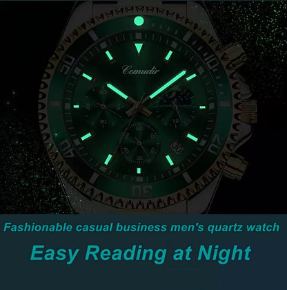1pc New Fashion Stainless Steel Luxury Quartz Watch, High-end, Casual, Round Dial, Multi-scale, Night Light, Date Display, with Birthday, Holiday, Anniversary, for Men, Travel, Party
