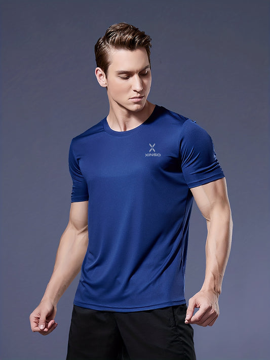 Men's Ultra-Thin T-Shirt with Round Neck, Lightweight and Breathable Performance Running Top for Gym Workouts