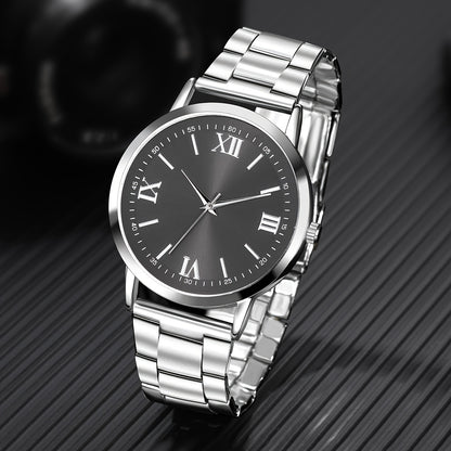 1 Set GINAVE Men'S Casual Fashion Quartz Watch, Round Alloy Case, Stainless Steel Strap, Battery Powered, Non-Waterproof, Electronic Drive, Father'S Day Gift