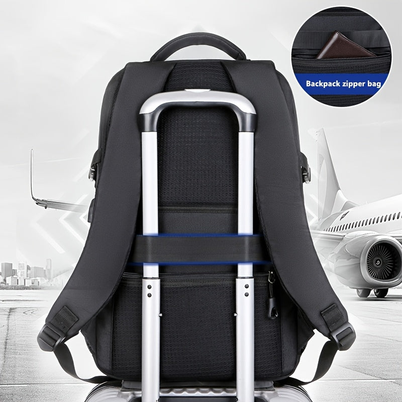 Men's Stylish Black Backpack - Multifunctional Business Laptop Bag with Adjustable Straps, Travel Compartments & Mesh Bottom for Daily Commute, Outdoor Adventures & Work, Business Backpack | Stylish Backpack | Secure Compartm