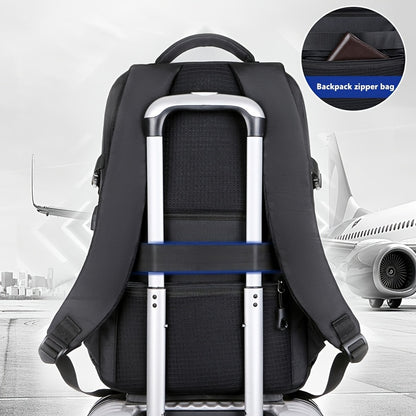 Men's Stylish Black Backpack - Multifunctional Business Laptop Bag with Adjustable Straps, Travel Compartments & Mesh Bottom for Daily Commute, Outdoor Adventures & Work, Business Backpack | Stylish Backpack | Secure Compartm