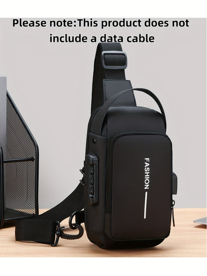 Men'S Crossbody Bag with Password Lock, Anti-Theft Chest Bag, Trendy Casual Sports Shoulder Bag, Large Capacity Crossbody Men'S Bag, Daily Commuting Shoulder Bag