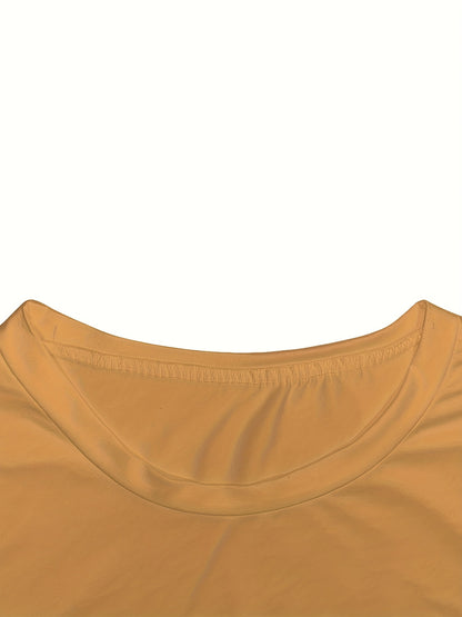 Men'S Brown T-Shirt with ECG Heartbeat Graphic - Casual Streetwear, Short Sleeve, Round Neck, Stretch Fabric, All-Season Comfort, Casual Streetwear Tee | Round Neck Tshirt | Comfortable Fit