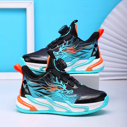 2025 Spring Autumn New Boys Running Shoes, Low Top Fabric Upper, EVA Sole, Fabric Insole, Striped Pattern, Rotary Buckle Closure, Breathable, for Boys, Middle School Students, Small and Medium Size