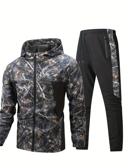 Men'S Suit, Casual Stylish Sportswear, Long-Sleeve Jacket, Woven Hooded Jacket, Sports Long Pants, Men'S Woven Moisture-Wicking Long Pants, Sweat-Resistant
