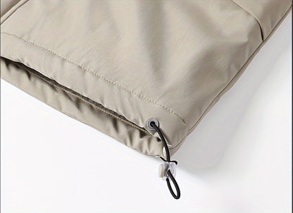 Men's Casual Hooded Windbreaker Jacket - Spring/Autumn Color Block Zip-Up Coat For Autumn Winter Outdoors