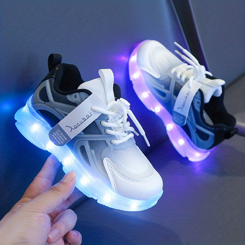 Rechargeable Glow-in-the-Dark Shoes for Kids - Colorful Neon Sneakers with Light-Up Design, Lightweight & Durable for Street Dance, Nighttime Play, and Casual Wear, Shoes for Girls, Street Dance Footwear, Vibrant Neon Accents
