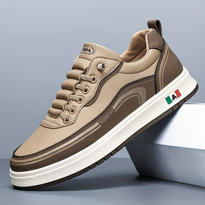 FC06 Men'S Casual Sneakers - Black & White Low-Top Lace-Up Shoes with Italian Flag Design, Faux Cover Upper, Cushioned PVC Sole, Breathable Fabric Lining for All-Season Comfort, Everyday Footwear, Modern Sneakers, Fabric Line