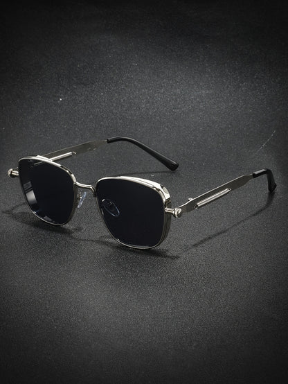 1 retro style, metallic texture, exquisite fashion glasses, unisex decorative dark sheet, suitable for parties and daily wear