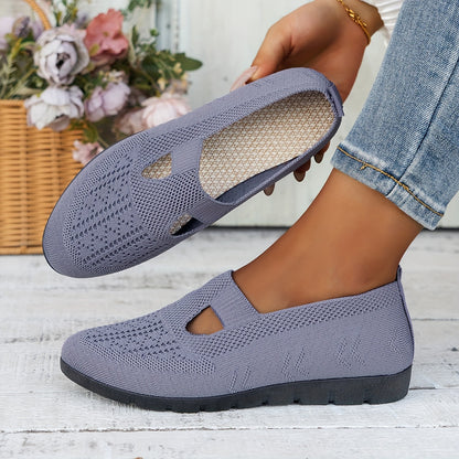 Women's Breathable Slip-On Fashion Sneakers - Comfortable Flat Casual Shoes with Rubber Sole, Fabric Insole, Low Top Design, All-Season Wearability, Solid Color