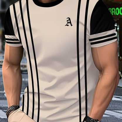 Men'S 3D Digital Print Short-Sleeve T-Shirt, Breathable Round-Neck Top for All Seasons, Non-Transparent, Stylish And Versatile, Comfortable And Lightweight.