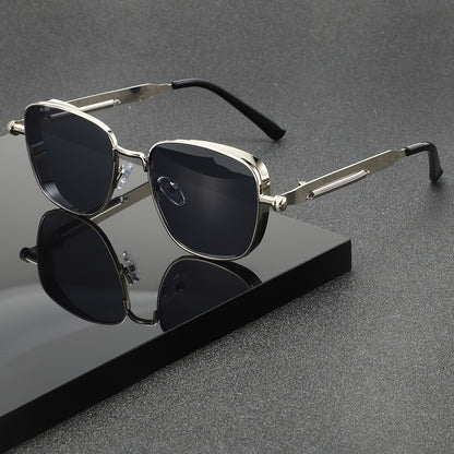 1 retro style, metallic texture, exquisite fashion glasses, unisex decorative dark sheet, suitable for parties and daily wear
