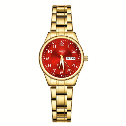 DEBLVE Women'S Ultra-Thin Stainless Steel Quartz Watch - Stylish, Lightweight, IPX7 with Calendar, Luminous Day Display, and Stainless Steel Band - Perfect for Casual Wear, DEBLVE
