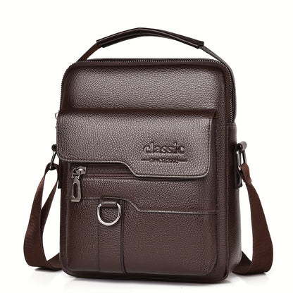 New Men's Crossbody Bag Messenger Bag with Mahogany Pattern Large Capacity Design PU Material Men's Casual Retro Adjustable Shoulder Bag for Going Out Valentine's Day Gift for Husband or Boyfriend