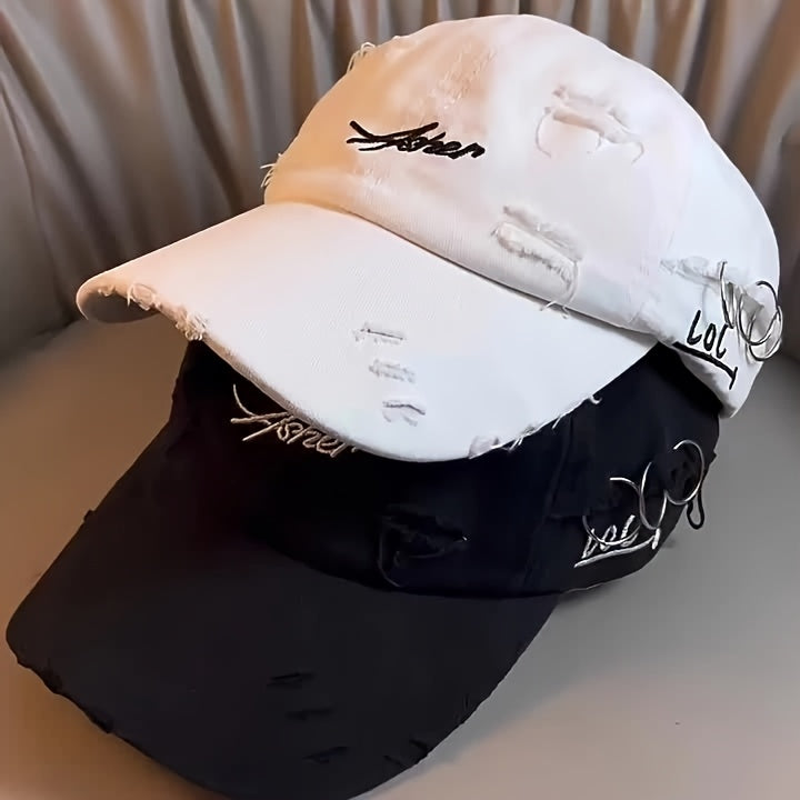 Distressed Baseball Cap - Soft Top, Sun Protection, Retro Street Style, Lightweight Polyester, Adjustable Fit for Men and Women, Perfect for Spring and Autumn, Spring Cap | Retro Streetwear | Lightweight Cap