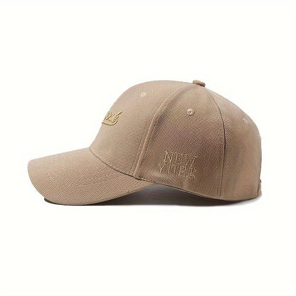 1pc New York Embroidered Baseball Cap - Oversized, Deep-Brimmed, Lightweight Fabric, Adjustable Buckle Closure, Casual Wear, Hand Wash Only, Casual Headwear | Embroidered Logo Cap | Lightweight Cap