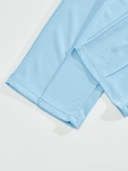 New Spring Fashion Casual Polo Shirt Zipper Men'S Casual Sports Long Pants Short Sleeve Two-Piece Set