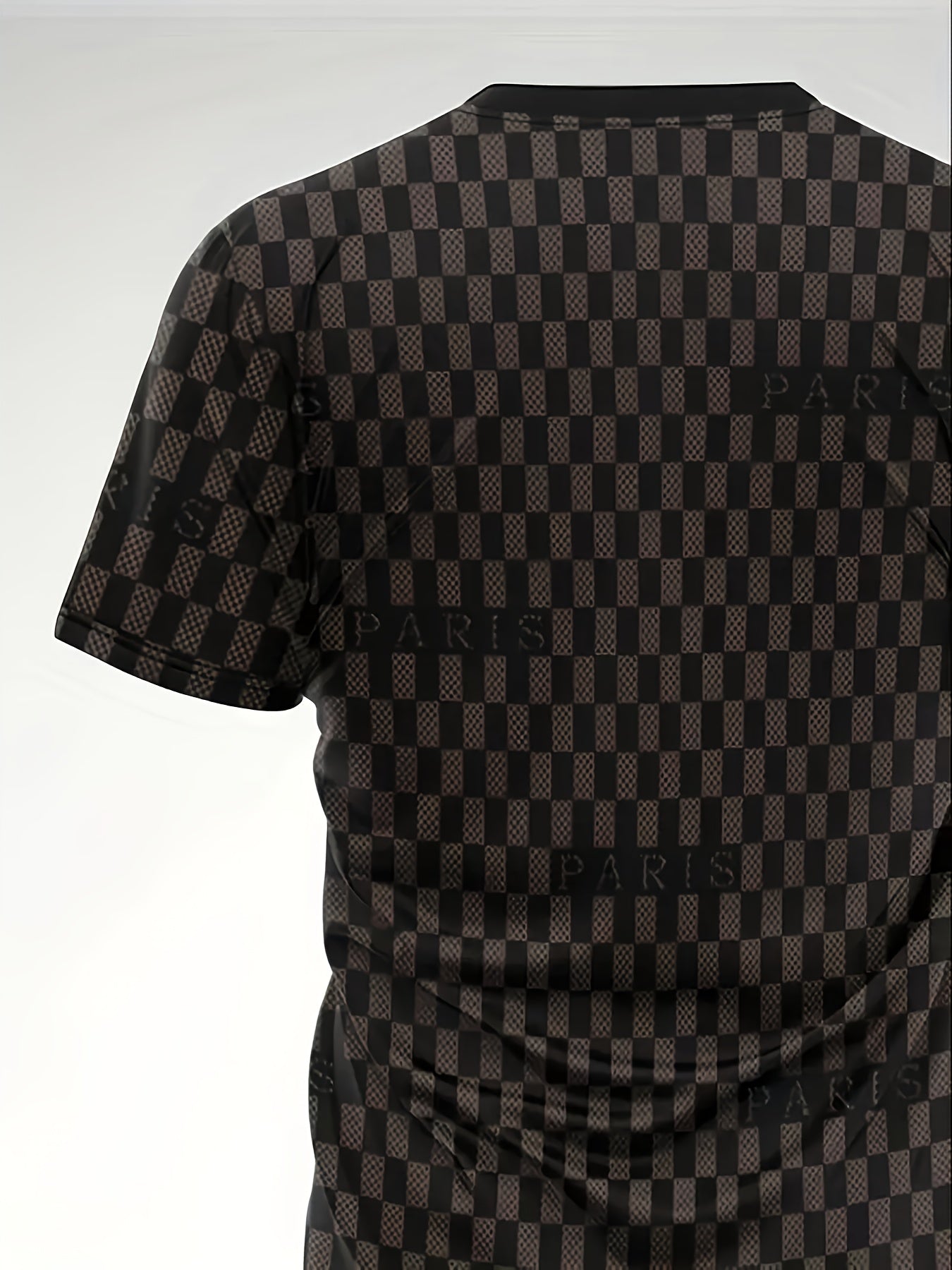 2pcs Men's Summer Casual Outfit: Ink Splash & Checkered Pattern Short Sleeve T-Shirt and Drawstring Shorts Set - Lightweight Polyester, Machine Washable, Ideal for Beach & Casual Attire
