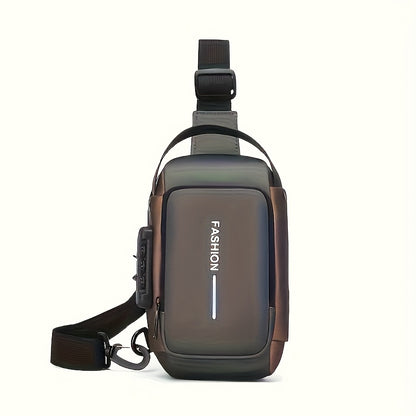 UNIXINU Men's Durable Oxford Fabric Anti-Theft Chest Bag - Sleek Casual Crossbody Sling Bag with Phone Pocket, Zipper Closure & Adjustable Strap for Motorcycle Riding, Commuting, Outdoor Sports, Bag for Bike, Travel Essential