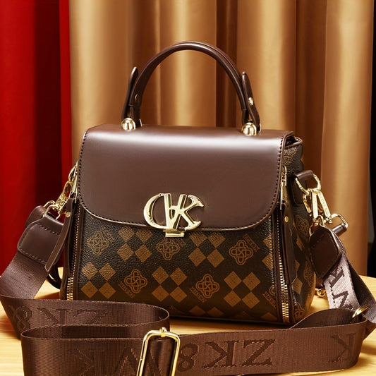 Vintage PU Handbag, Retro Turn Lock Handbag, Women'S Fashion Handbag & Purse